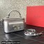 Valentino Mini Locò Handbag In Calfskin Leather Silver With Enamel Tone-On-Tone Vlogo Signature 2024