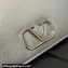 Valentino Vlogo Signature Wallet With Chain in Grainy Calfskin Silver 2024