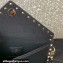 Valentino Rockstud Pouch Clutch Bag in Grainy Calfskin Black/Gold 2024