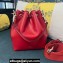 Valentino Locò Bucket Bag In Calfskin Leather Red With Enamel Tone-On-Tone Vlogo Signature 2024