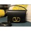 Valentino Small Locò Shoulder Bag In Calfskin Leather Black/Gold With Vlogo Signature 2024