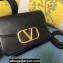 Valentino Small Locò Shoulder Bag In Calfskin Leather Black/Gold With Vlogo Signature 2024