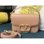 Valentino Small Locò Shoulder Bag In Calfskin Leather Nude With Enamel Tone-On-Tone Vlogo Signature 2024