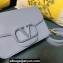 Valentino Small Locò Shoulder Bag In Calfskin Leather Blue With Enamel Tone-On-Tone Vlogo Signature 2024