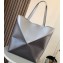 Loewe Large Puzzle Fold Tote Bag in shiny calfskin Black/Gray 2024