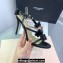 Mach & Mach Heel 9.5cm Ankle Strap Sandals with Bow in Satin Black 2024