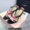 Mach & Mach Heel 9.5cm Ankle Strap Sandals with Bow in Satin Black/Pink 2024