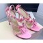 Mach & Mach Heel 9.5cm Ankle Strap Sandals with Bow in Satin Pink 2024