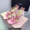 Mach & Mach Heel 9.5cm Ankle Strap Sandals with Bow in Satin Pink 2024