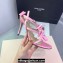Mach & Mach Heel 9.5cm Ankle Strap Sandals with Bow in Satin Pink 2024