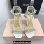 Mach & Mach Heel 9.5cm Audrey Crystal Heart Ankle Strap Sandals in Satin White 2024