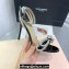 Mach & Mach Heel 9.5cm Double Crystal Bow Ankle Strap Sandals in Patent Black 2024
