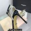 Mach & Mach Heel 9.5cm Double Crystal Bow Ankle Strap Sandals in Patent Black 2024