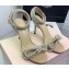 Mach & Mach Heel 9.5cm Double Crystal Bow Ankle Strap Sandals in Patent Beige 2024