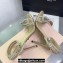 Mach & Mach Heel 9.5cm Double Crystal Bow Ankle Strap Sandals in Patent Beige 2024