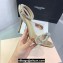Mach & Mach Heel 9.5cm Double Crystal Bow Ankle Strap Sandals in Patent Beige 2024