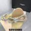 Mach & Mach Heel 9.5cm Double Crystal Bow Ankle Strap Sandals in Patent Beige 2024