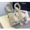 Mach & Mach Heel 9.5cm Double Crystal Bow Ankle Strap Sandals in Patent Silver 2024