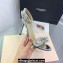 Mach & Mach Heel 9.5cm Double Crystal Bow Ankle Strap Sandals in Patent Silver 2024