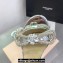 Mach & Mach Heel 9.5cm Double Crystal Bow Ankle Strap Sandals in Patent Silver 2024