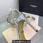 Mach & Mach Heel 9.5cm Double Crystal Bow Ankle Strap Sandals in Patent Silver 2024