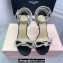 Mach & Mach Heel 9.5cm Double Crystal Bow Ankle Strap Sandals in Satin Black 2024