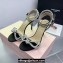 Mach & Mach Heel 9.5cm Double Crystal Bow Ankle Strap Sandals in Satin Black 2024