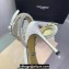 Mach & Mach Heel 9.5cm Double Crystal Bow Ankle Strap Sandals in Satin White 2024