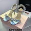 Mach & Mach Heel 9.5cm Double Crystal Bow Ankle Strap Sandals in Satin Blue 2024