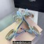 Mach & Mach Heel 9.5cm Double Crystal Bow Ankle Strap Sandals in Satin Blue 2024