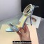 Mach & Mach Heel 9.5cm Double Crystal Bow Ankle Strap Sandals in Satin Blue 2024