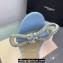 Mach & Mach Heel 9.5cm Double Crystal Bow Ankle Strap Sandals in Satin Blue 2024