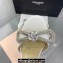 Mach & Mach Heel 9.5cm Double Crystal Bow Mules in Satin White 2024