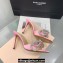 Mach & Mach Heel 9.5cm Double Crystal Bow Mules in Satin Pink 2024