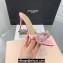 Mach & Mach Heel 9.5cm Double Crystal Bow Mules in Satin Pink 2024