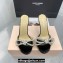 Mach & Mach Heel 9.5cm Double Crystal Bow Mules in Patent Black 2024