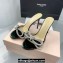 Mach & Mach Heel 9.5cm Double Crystal Bow Mules in Patent Black 2024