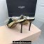 Mach & Mach Heel 9.5cm Double Crystal Bow Mules in Patent Black 2024