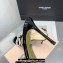 Mach & Mach Heel 9.5cm Double Crystal Bow Mules in Patent Black 2024