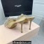 Mach & Mach Heel 9.5cm Double Crystal Bow Mules in Patent Beige 2024