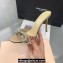 Mach & Mach Heel 9.5cm Double Crystal Bow Mules in Patent Beige 2024