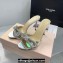 Mach & Mach Heel 9.5cm Double Crystal Bow Mules in Patent Silver 2024