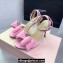 Mach & Mach Heel 9.5cm Le Cadeau Double Bow Ankle Strap Sandals in Satin Pink 2024