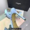Mach & Mach Heel 9.5cm Le Cadeau Double Bow Ankle Strap Sandals in Satin Blue 2024
