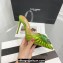 Aquazzura Heel 11cm Crystal Margarita Slingback Pumps Satin Green 2024