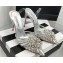 Aquazzura Heel 11cm Crystal Margarita Slingback Pumps Leather Silver 2024