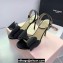 Mach & Mach Heel 9.5cm Le Cadeau Double Bow Ankle Strap Sandals in Satin Black 2024