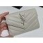 Saint Laurent Cassandre Matelassé Small Envelope Wallet In Grain De Poudre Embossed Leather 414404 Blanc Vintage/Silver