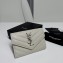Saint Laurent Cassandre Matelassé Small Envelope Wallet In Grain De Poudre Embossed Leather 414404 Blanc Vintage/Silver