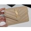 Saint Laurent Cassandre Matelassé Small Envelope Wallet In Grain De Poudre Embossed Leather 414404 Beige/Gold